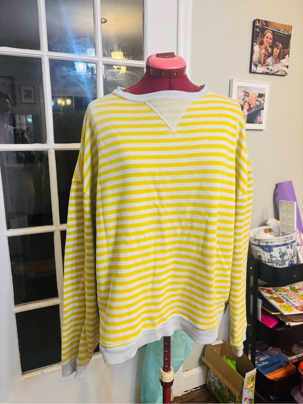 Striped Yellow and White Free People Sweatshirt